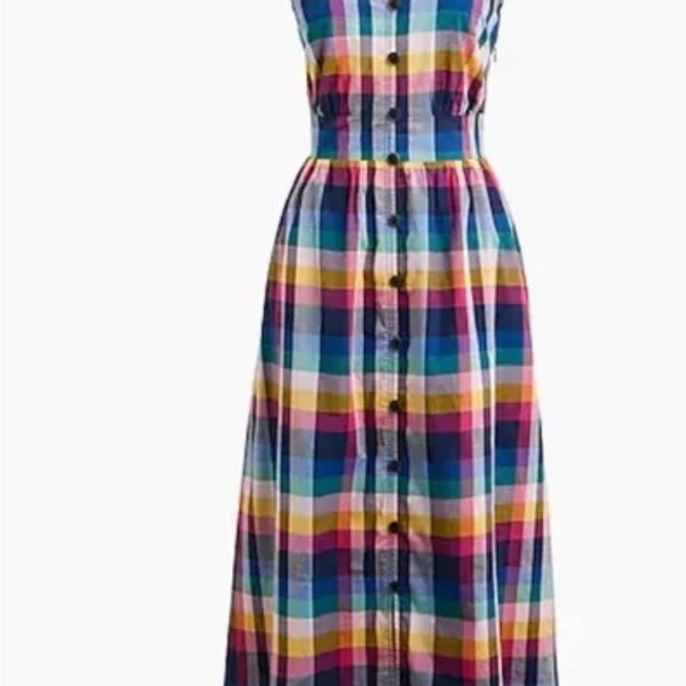 J. Crew Factory Pink and Blue Midi Sundress Sleeveless
